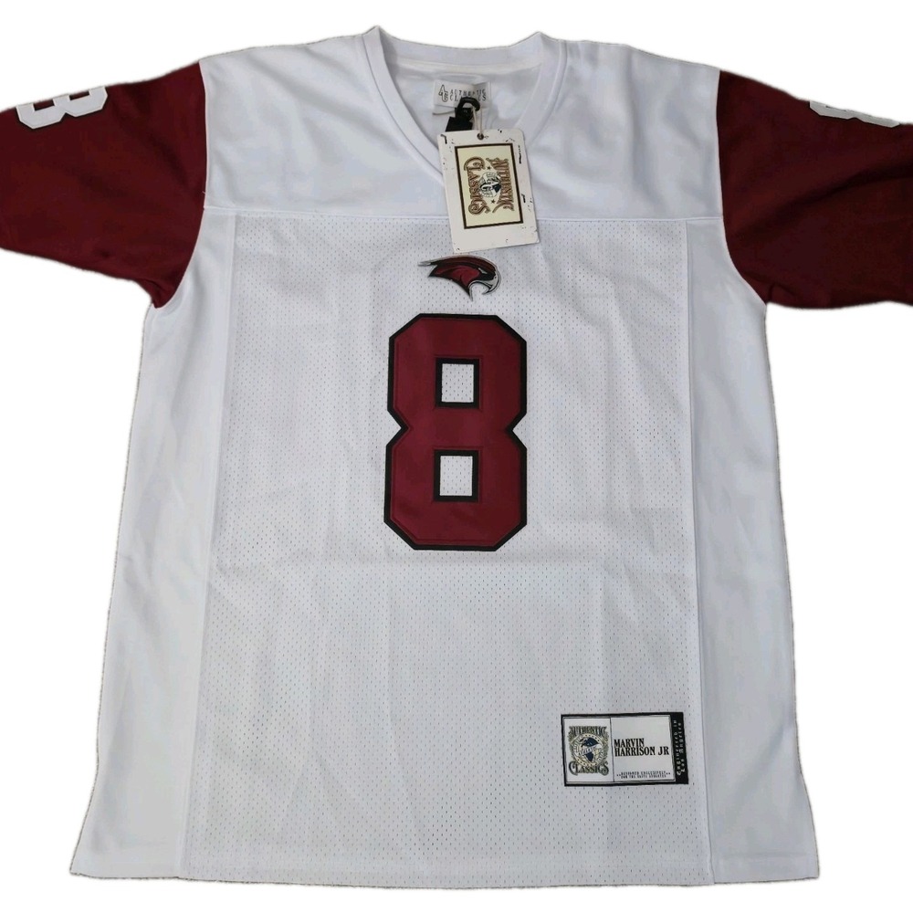 NWT Marvin Harrison Jr #8 High School Jersey White Size 2XL Authentic Classics